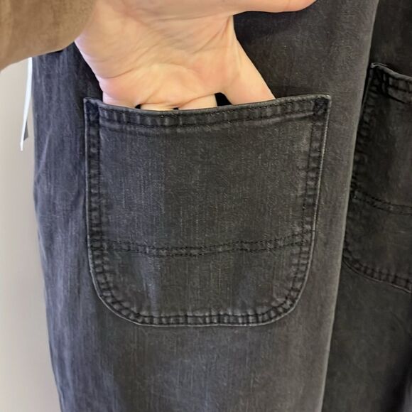 GAP Acid Wash Black Adjustable Razorback Overalls Pockets and Side Buttons- M - Picture 10 of 16